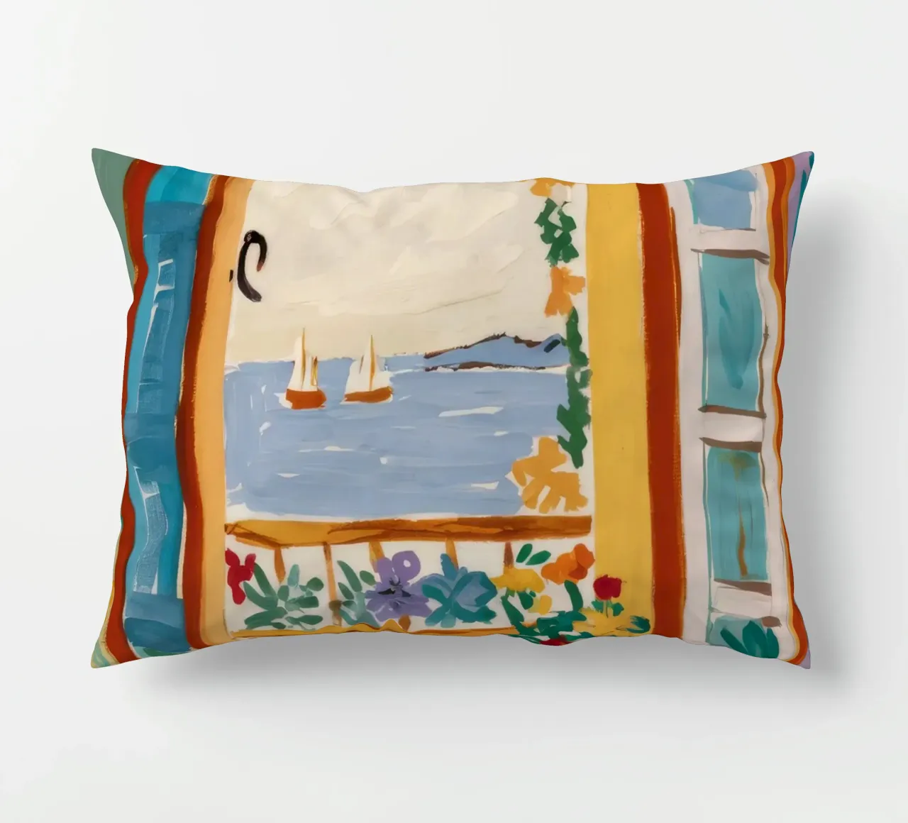 Window Sea Vista decorative cushion by Pake Nebula