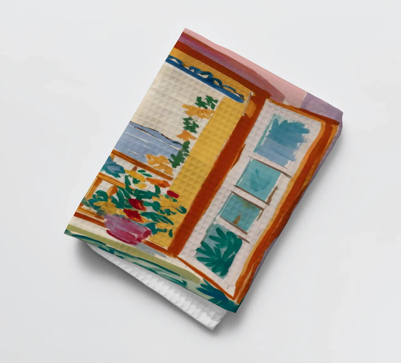 Window Sea Vista tea towel by Pake Nebula