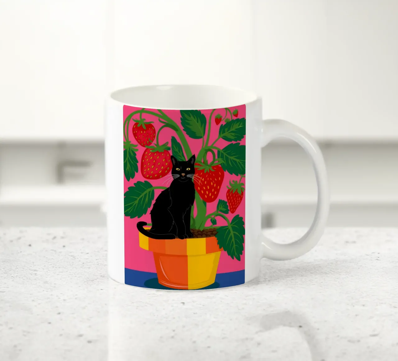 Amico felino alla fragola tazza in ceramica da Pake Nebula