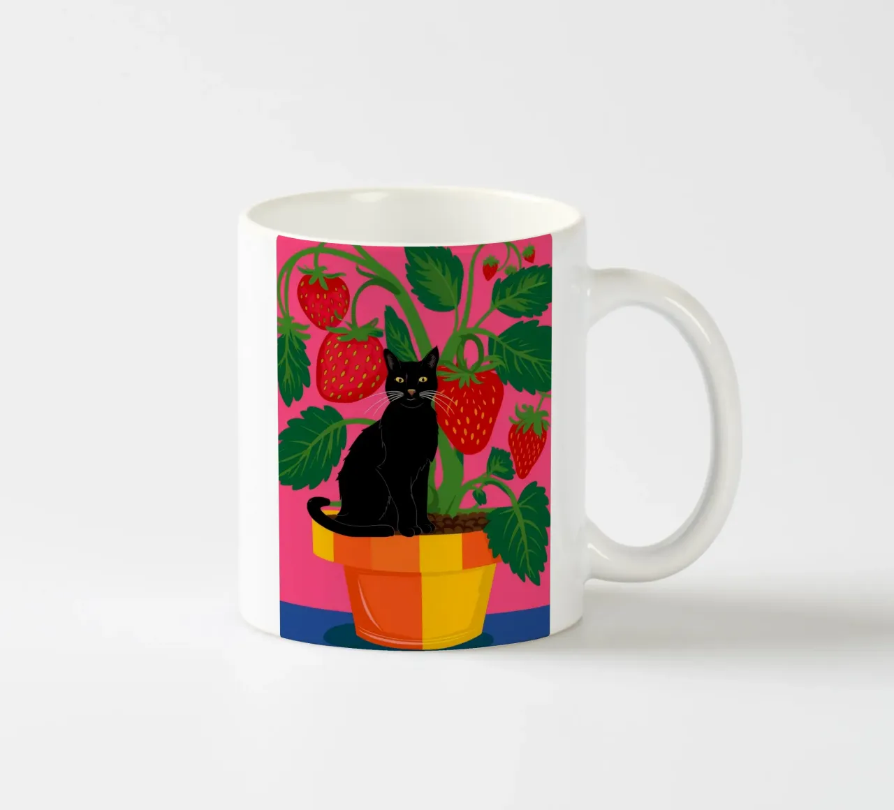 Amico felino alla fragola tazza in ceramica da Pake Nebula