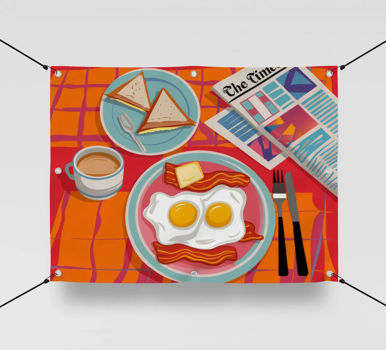 Colazione con uova fritte al sole telo in pvc da Pake Nebula