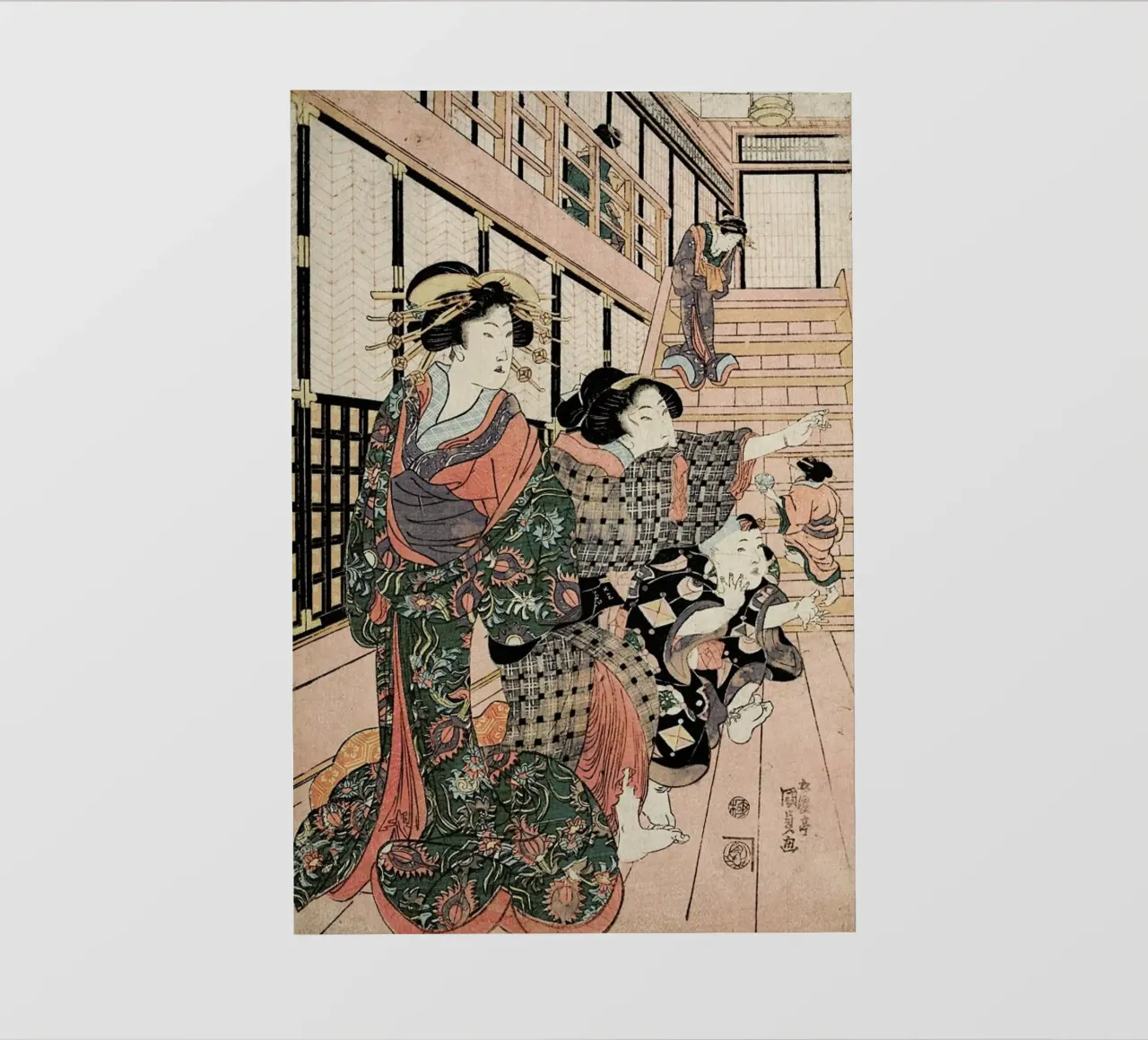 Kunisada - Courtesans, Their Servants and Students Playing Blind Man's Buff pellicola backlit da ARTOTHEK