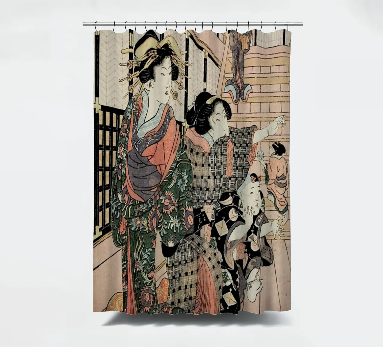 Kunisada - Courtesans, Their Servants and Students Playing Blind Man's Buff tenda da doccia da ARTOTHEK
