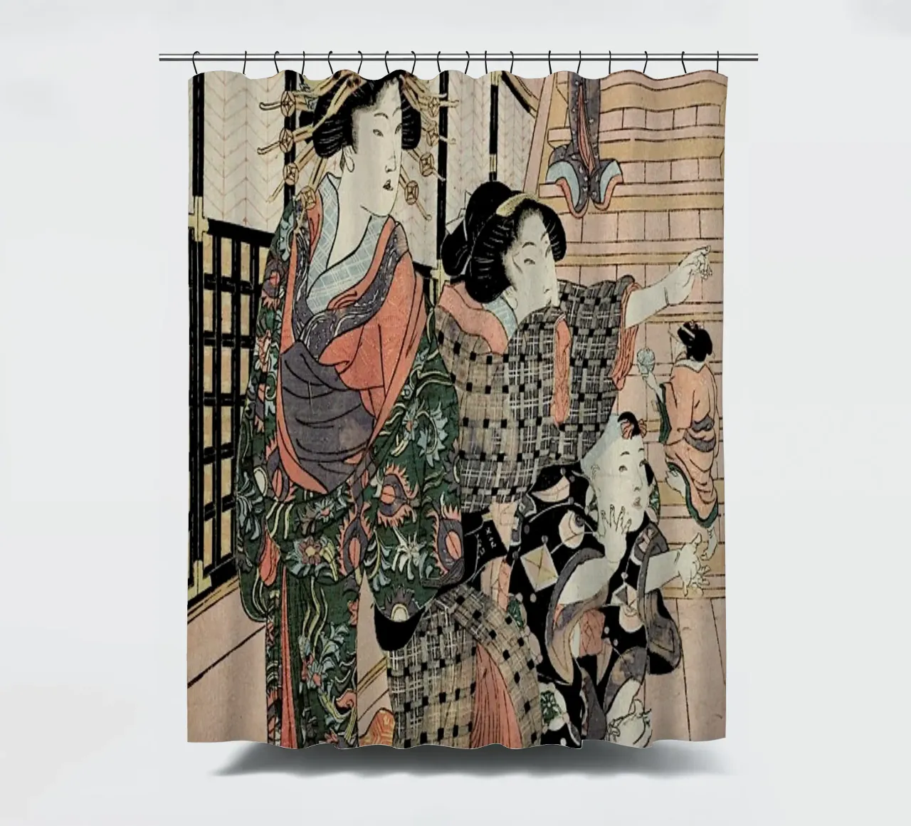 Kunisada - Courtesans, Their Servants and Students Playing Blind Man's Buff tenda da doccia da ARTOTHEK