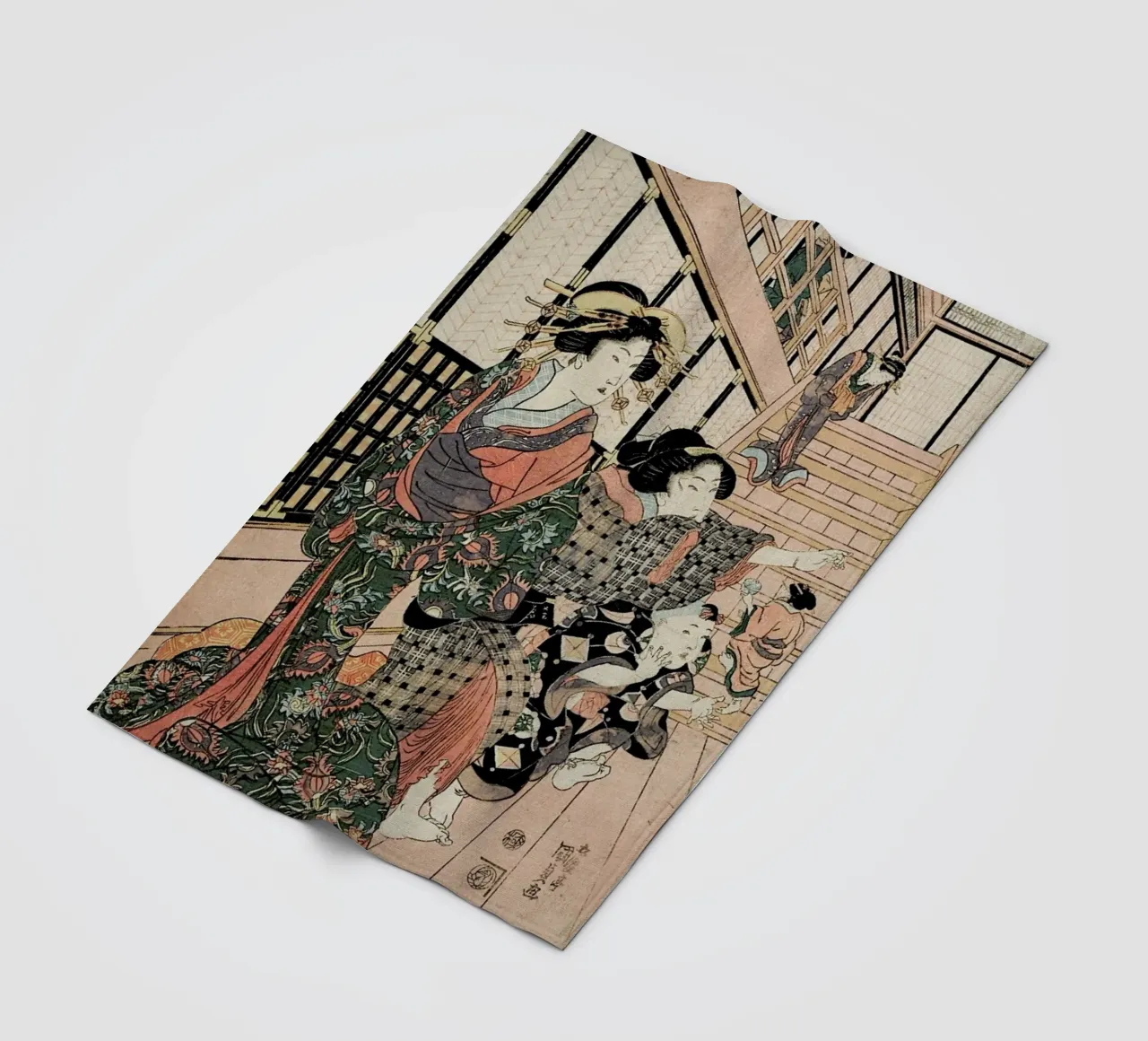 Kunisada - Courtesans, Their Servants and Students Playing Blind Man's Buff coperta in pile da ARTOTHEK
