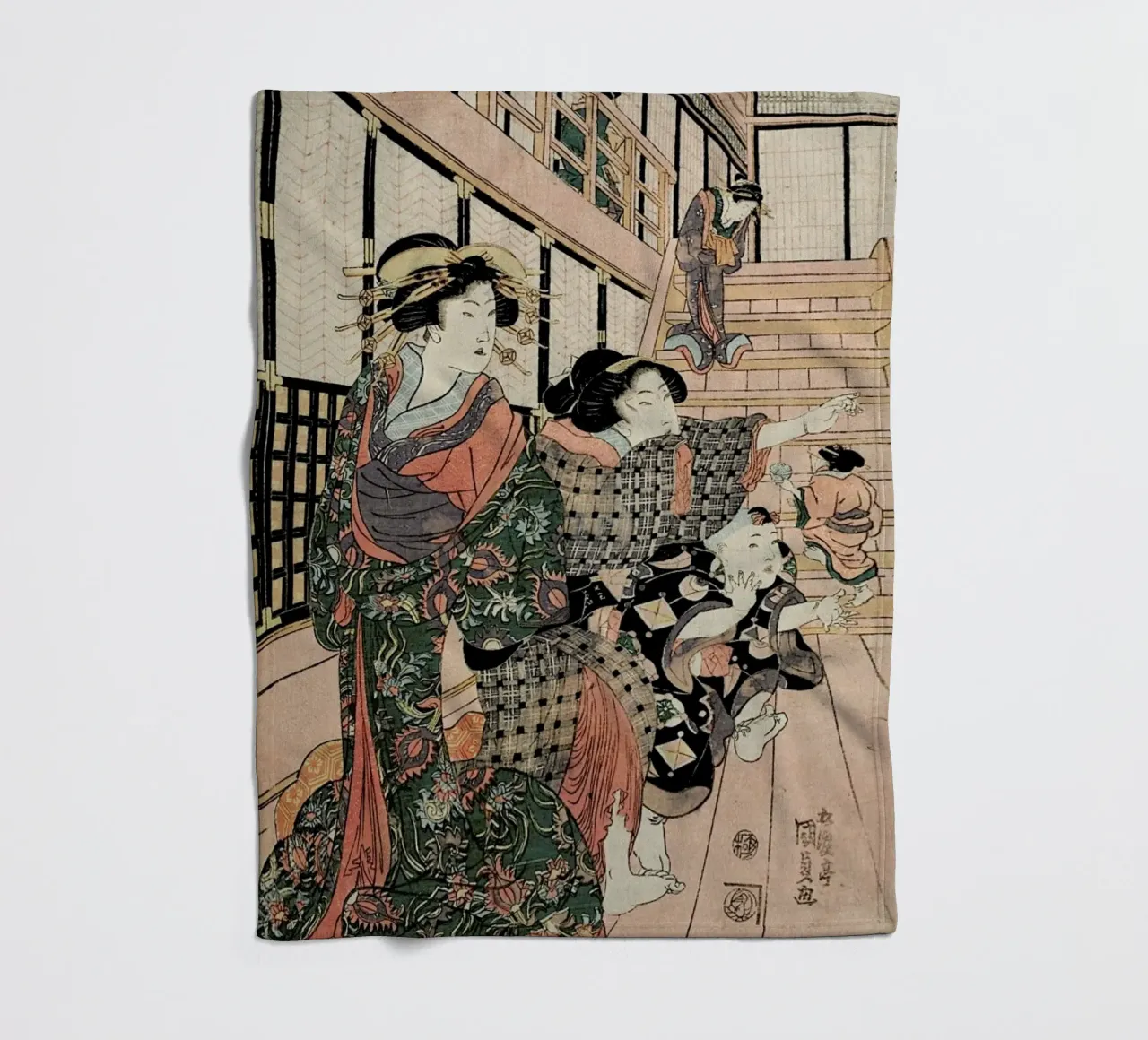 Kunisada - Courtesans, Their Servants and Students Playing Blind Man's Buff coperta in pile da ARTOTHEK