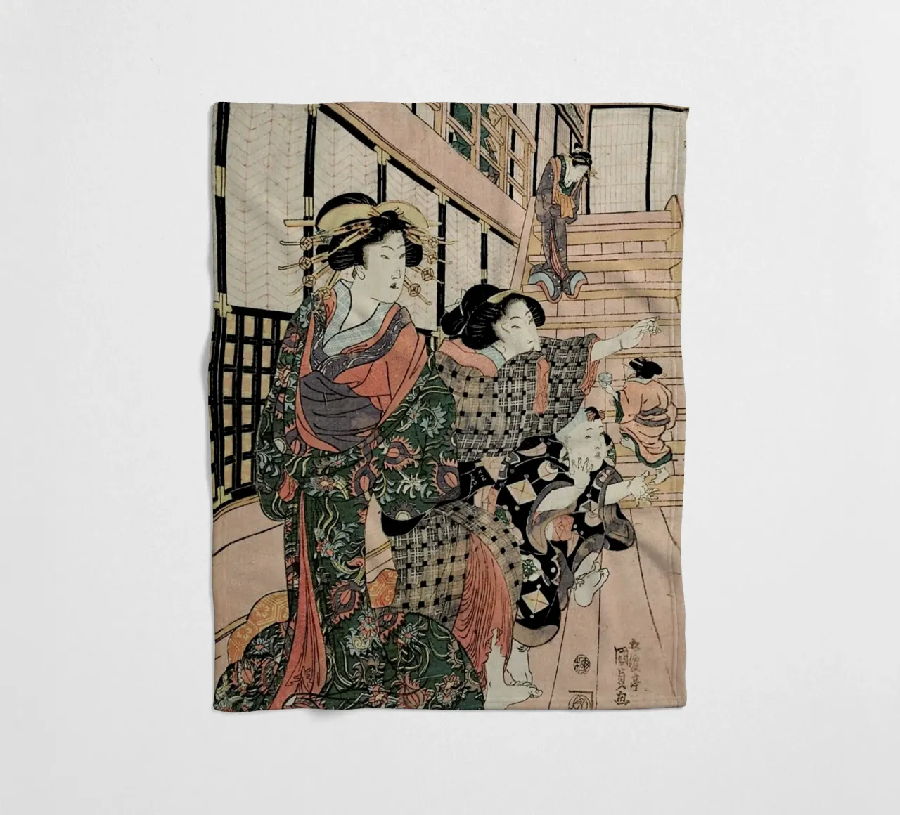 Kunisada - Courtesans, Their Servants and Students Playing Blind Man's Buff coperta in pile da ARTOTHEK