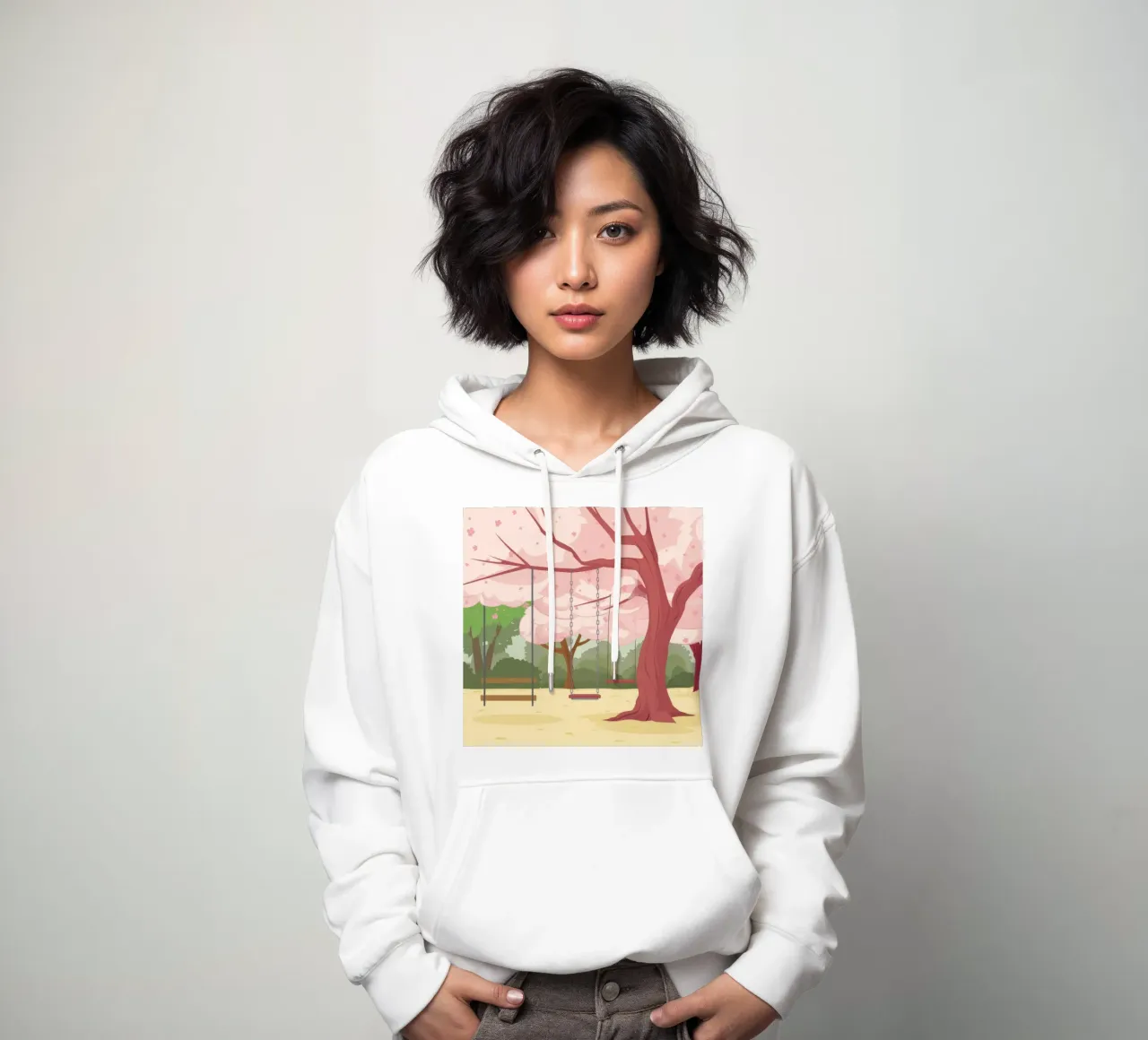 Sakura Swing Serenity felpa con cappuccio da Pake Nebula