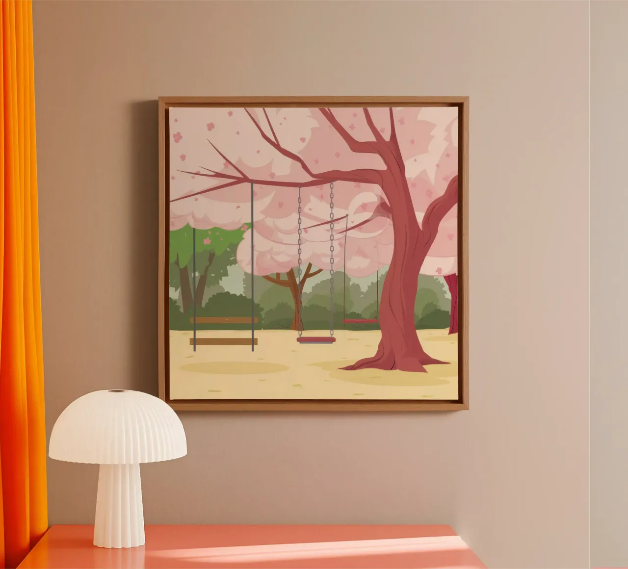 Sakura Swing Serenity tela con Cornice a cassetta da Pake Nebula
