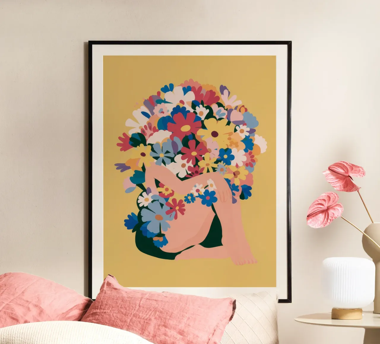 Profil de la couronne florale poster avec cadre en bois de Pake Nebula