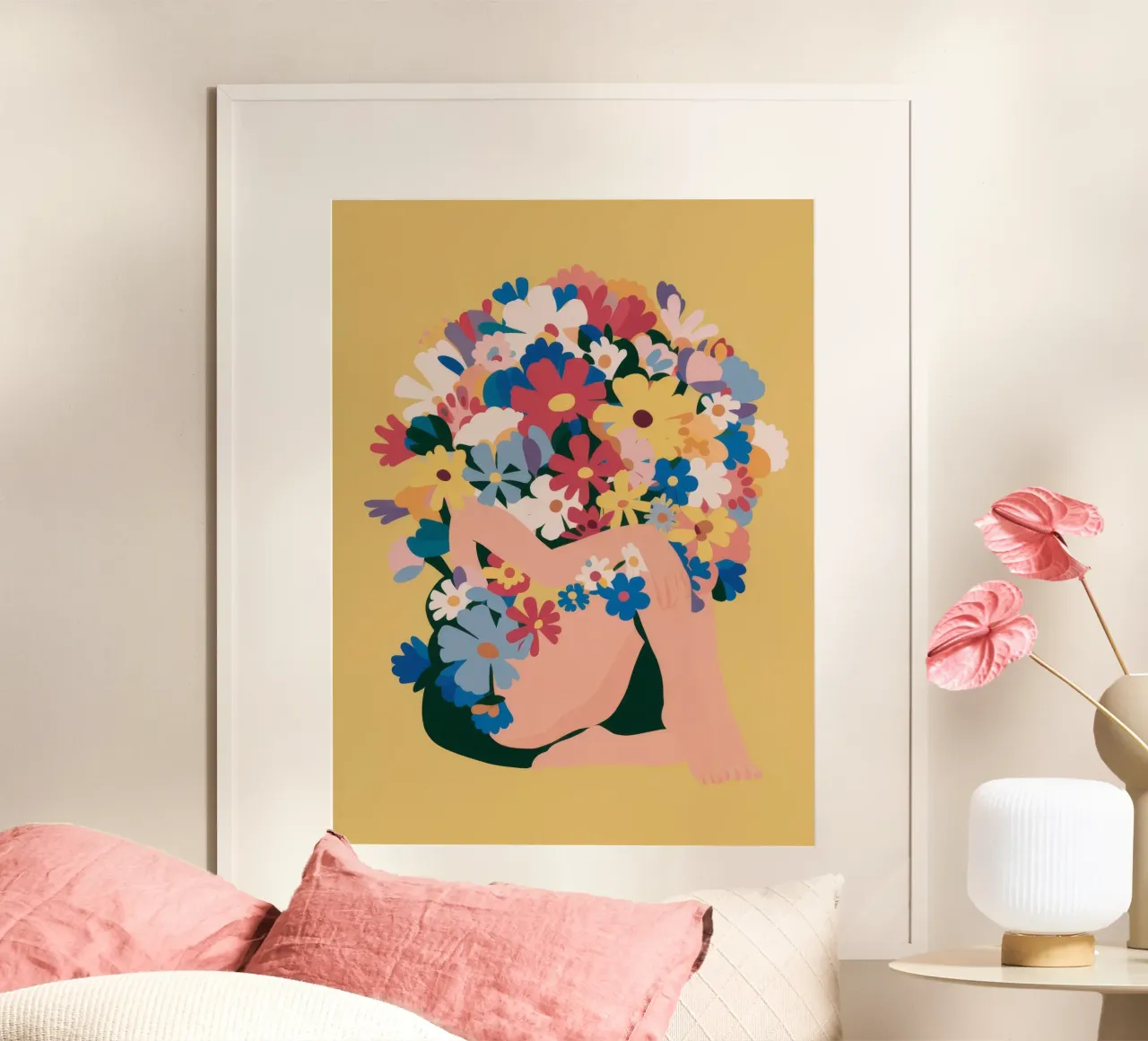 Profil de la couronne florale poster avec cadre en bois de Pake Nebula