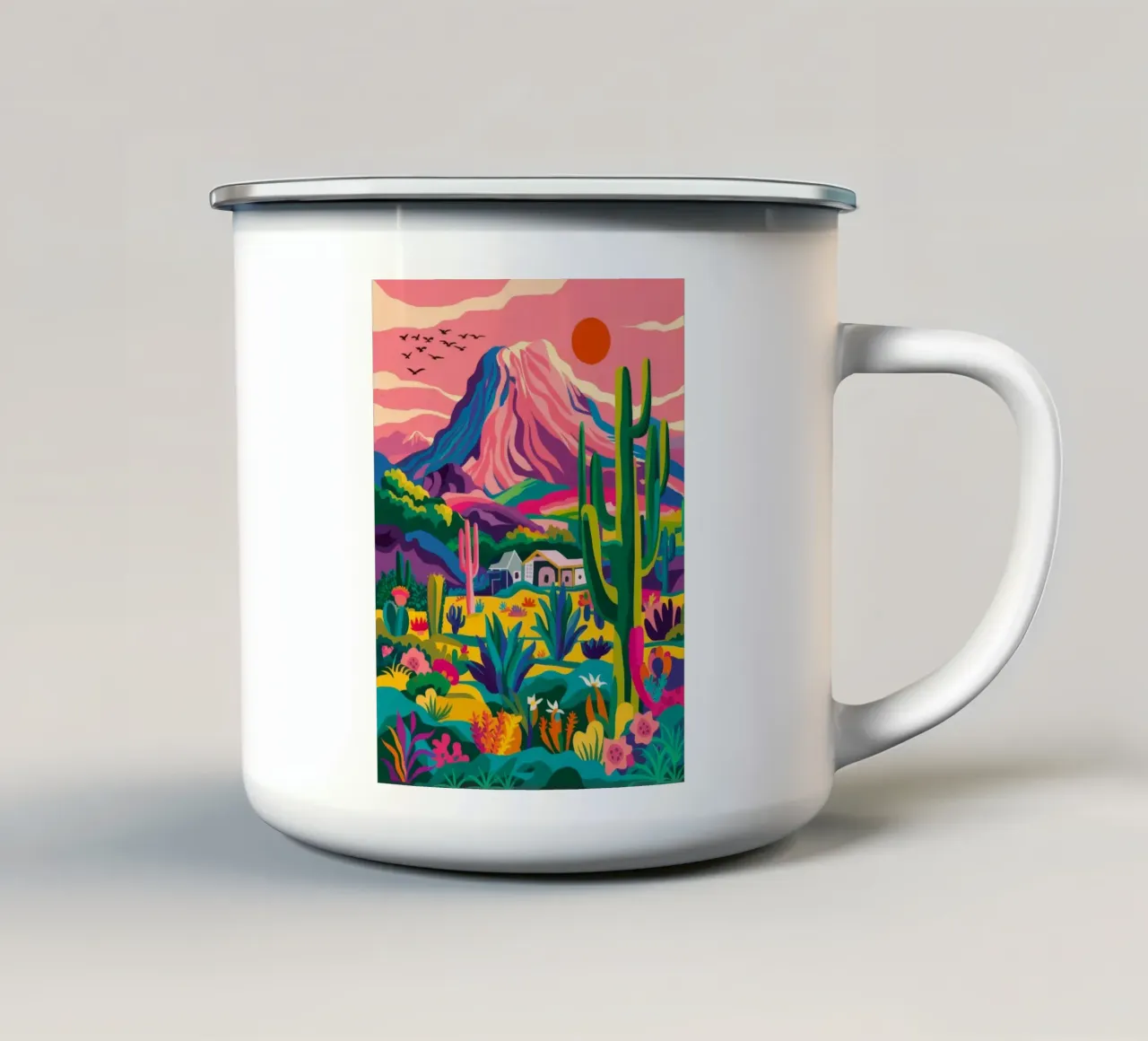 Oasi Canyon Bloom tazza in smalto da Murni Strokes