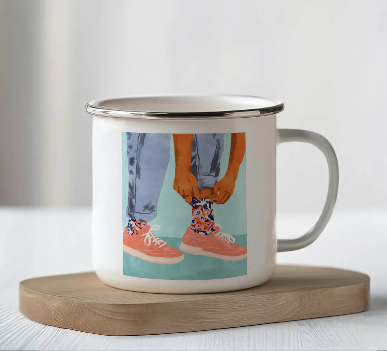 Trek die mooie sokken omhoog emaille mok van 83oranges