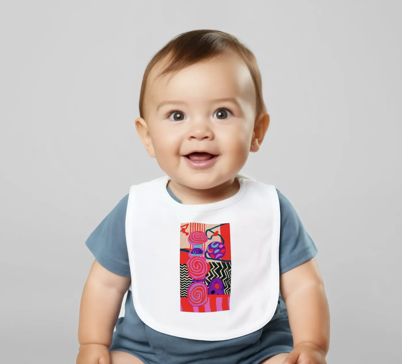Rhythmic Abstract Forms baby bib by Pake Nebula