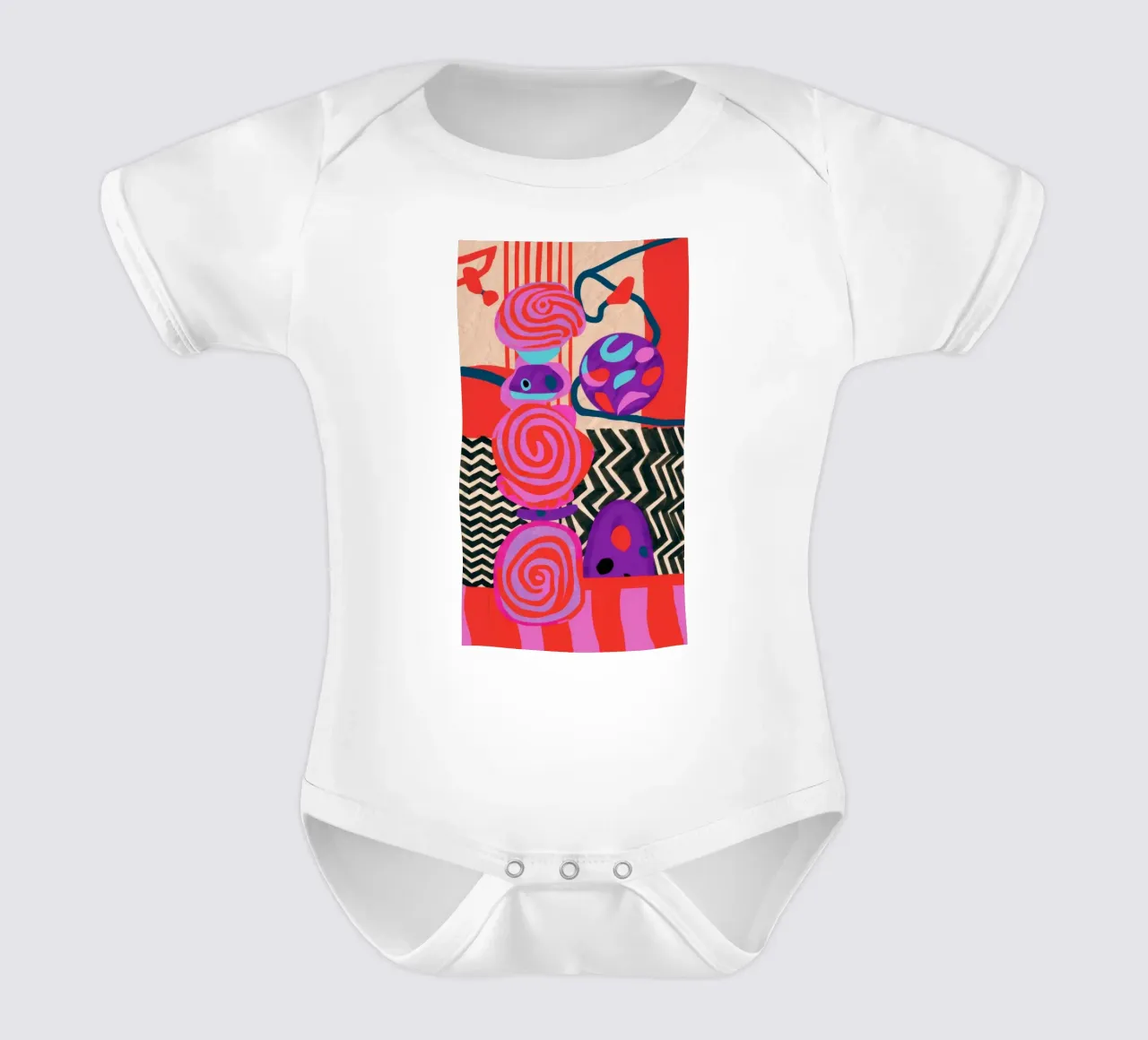 Forme astratte ritmiche body neonato maniche corte da Pake Nebula