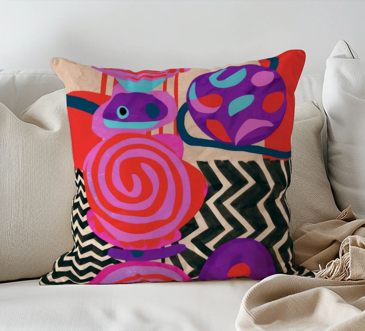 Rhythmic Abstract Forms decorative cushion by Pake Nebula