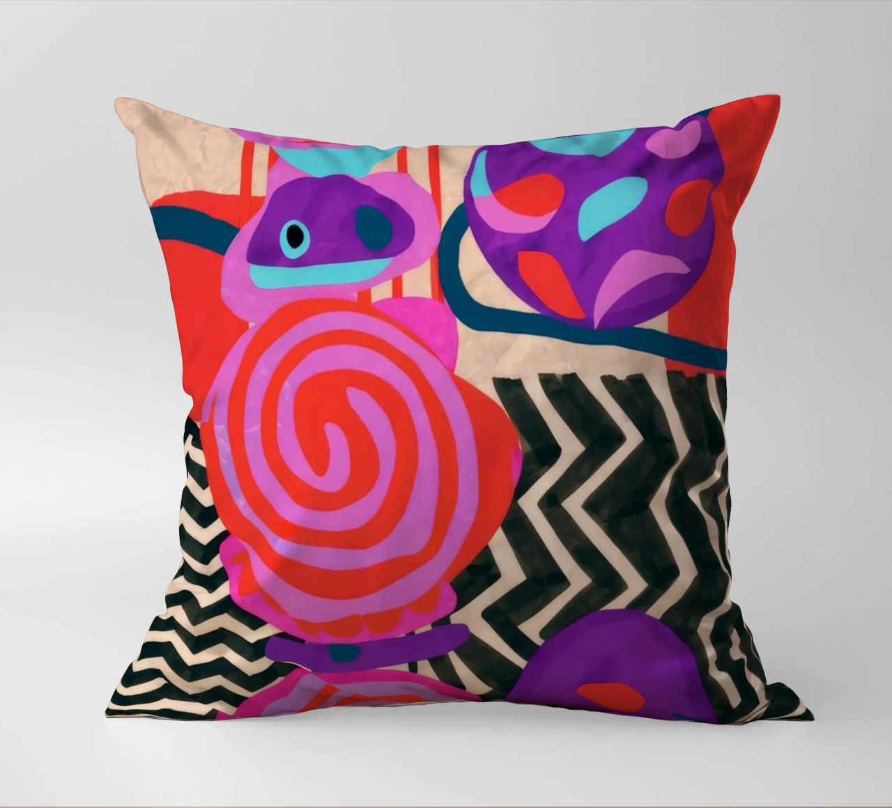 Rhythmic Abstract Forms decorative cushion by Pake Nebula
