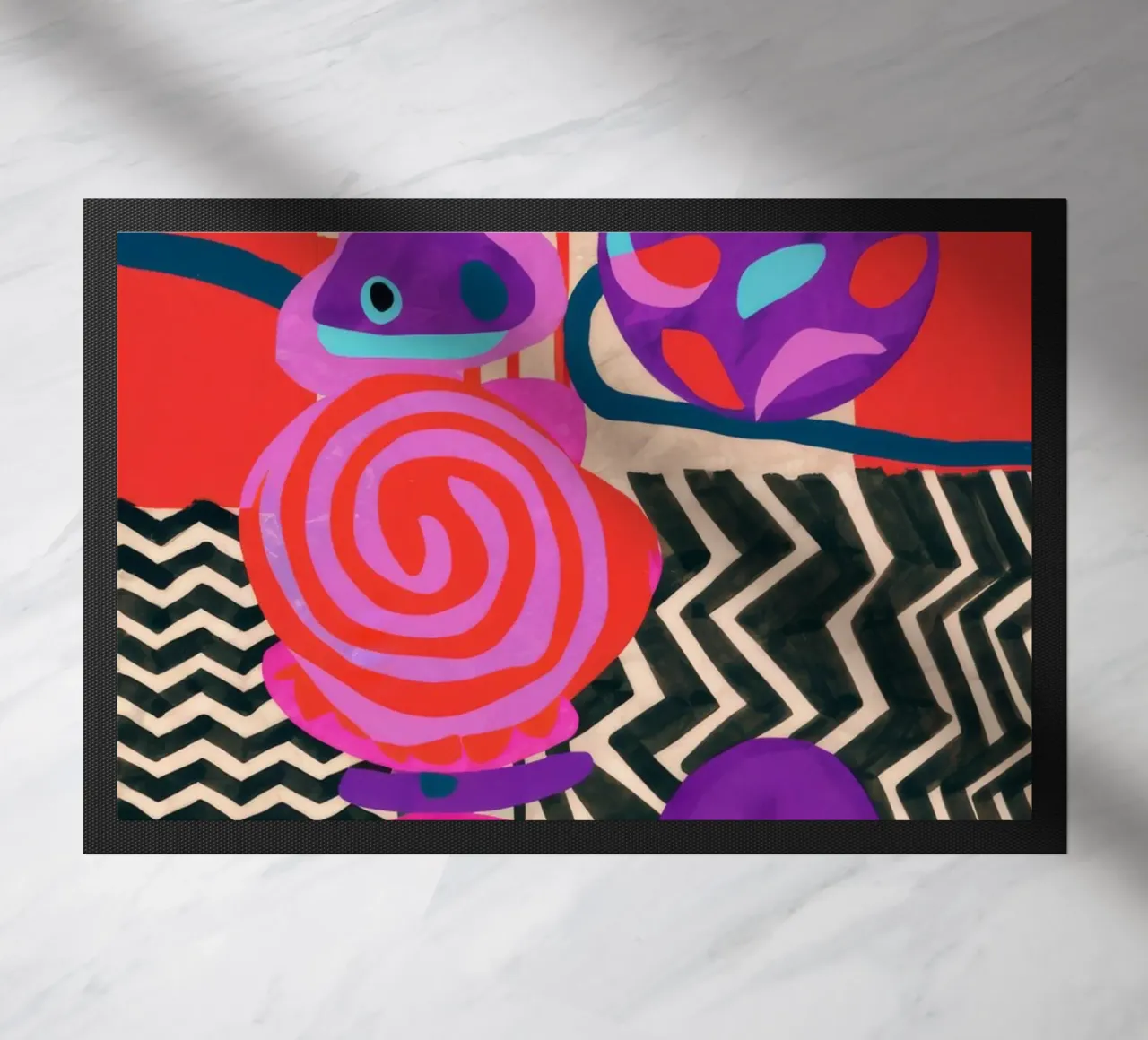 Ritmische abstracte vormen deurmat van Pake Nebula