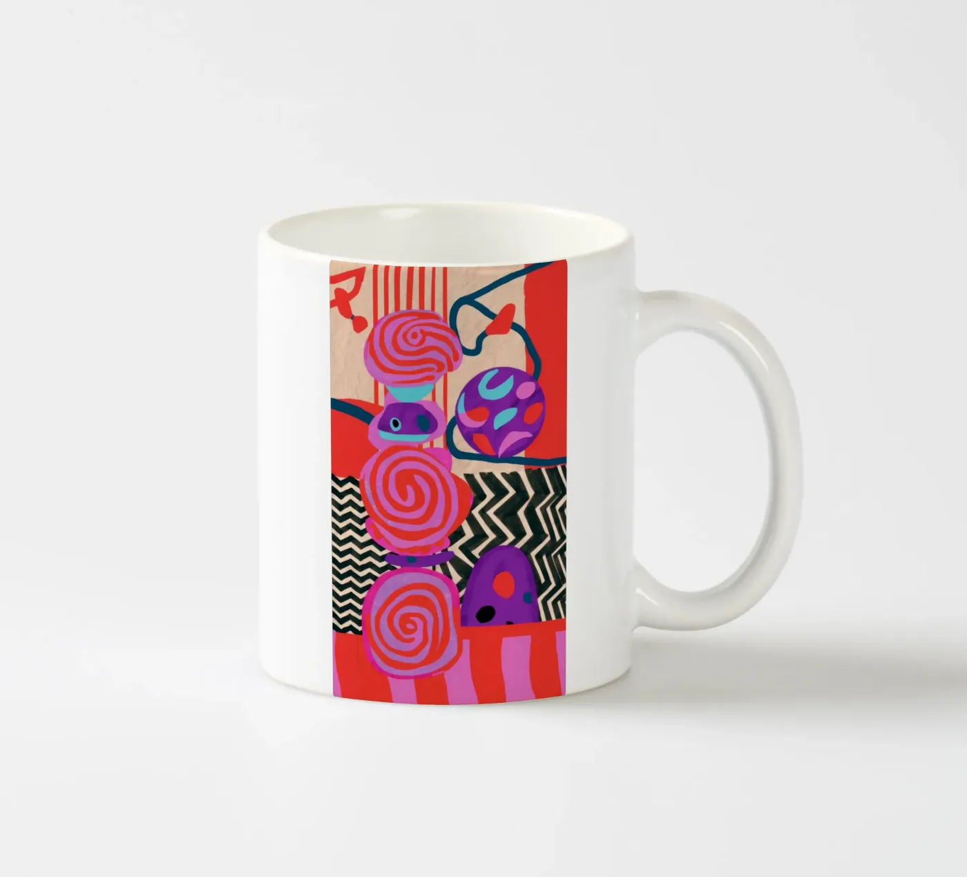 Rhythmic Abstract Forms Keramik Tasse von Pake Nebula