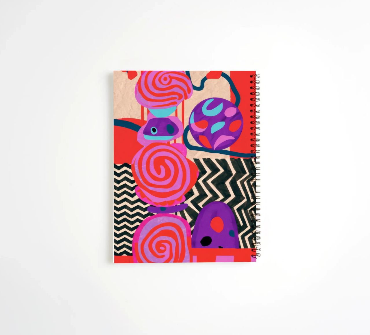 Rhythmic Abstract Forms spiral notebook by Pake Nebula