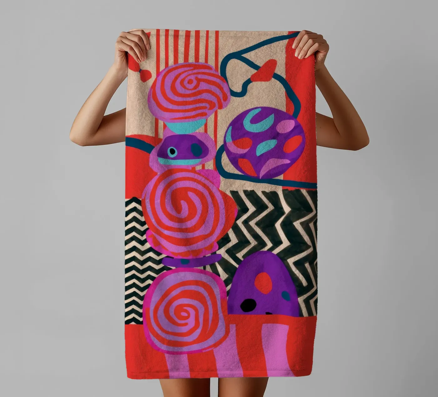 Rhythmic Abstract Forms towel by Pake Nebula