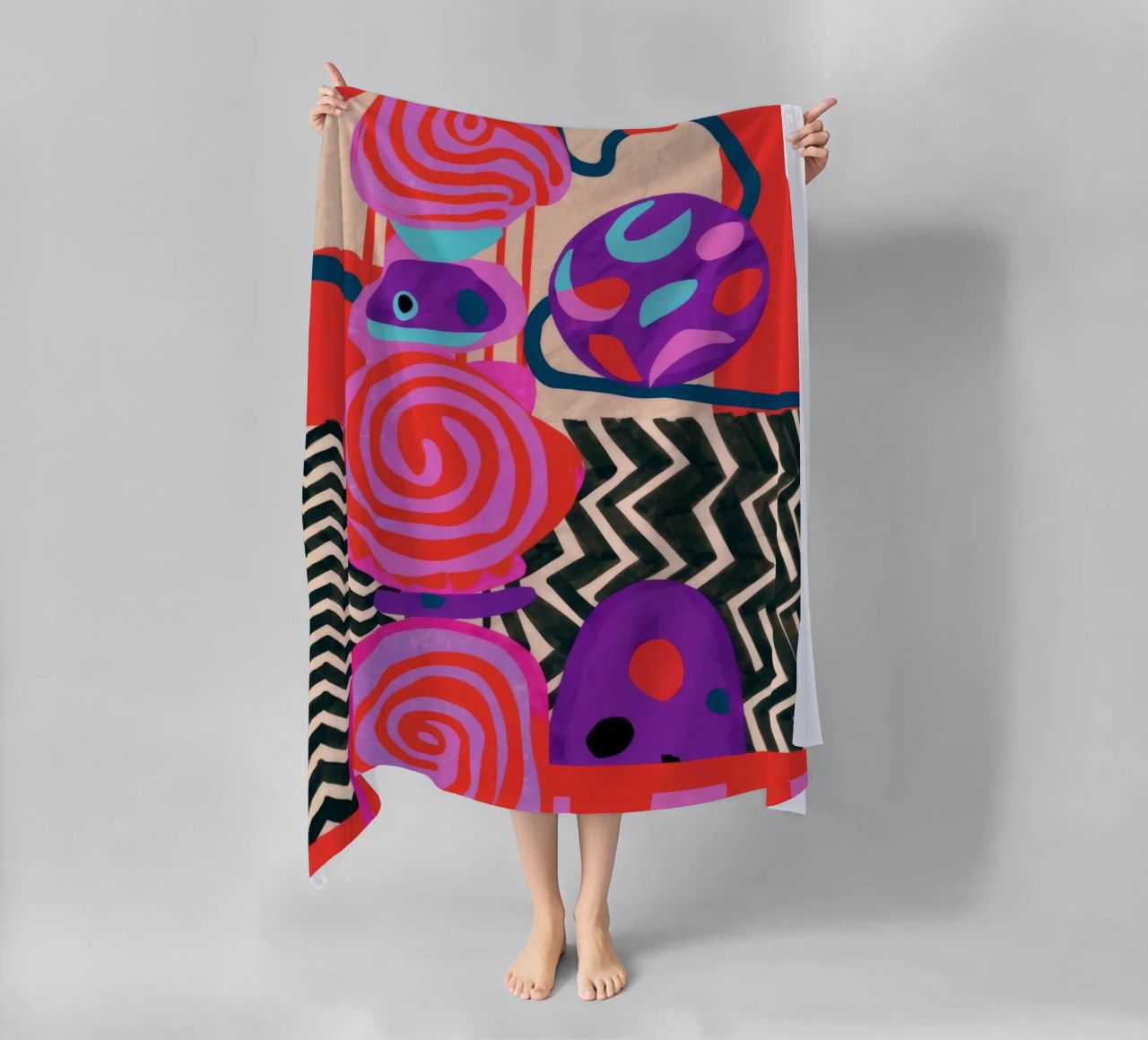 Rhythmic Abstract Forms beach towel by Pake Nebula