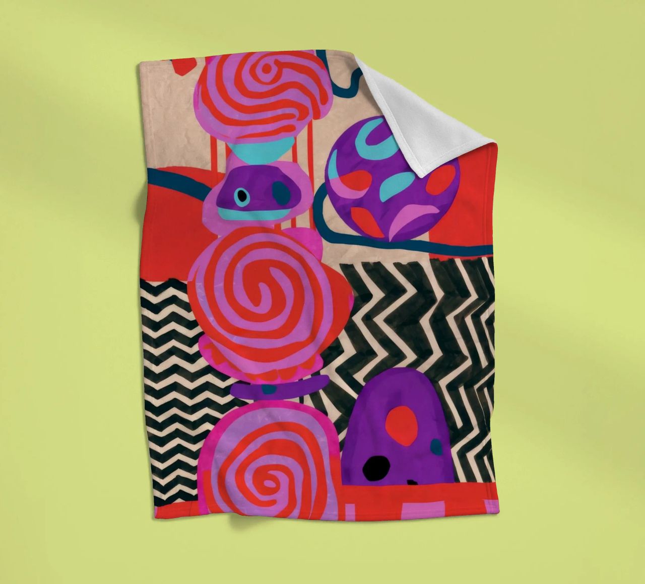 Rhythmic Abstract Forms fleece blanket by Pake Nebula