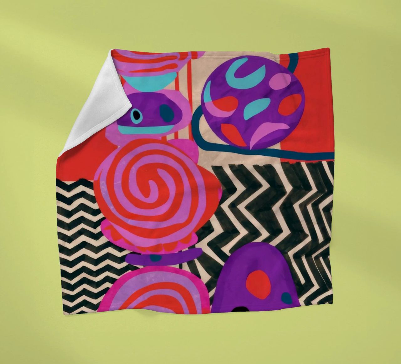 Rhythmic Abstract Forms fleece blanket by Pake Nebula