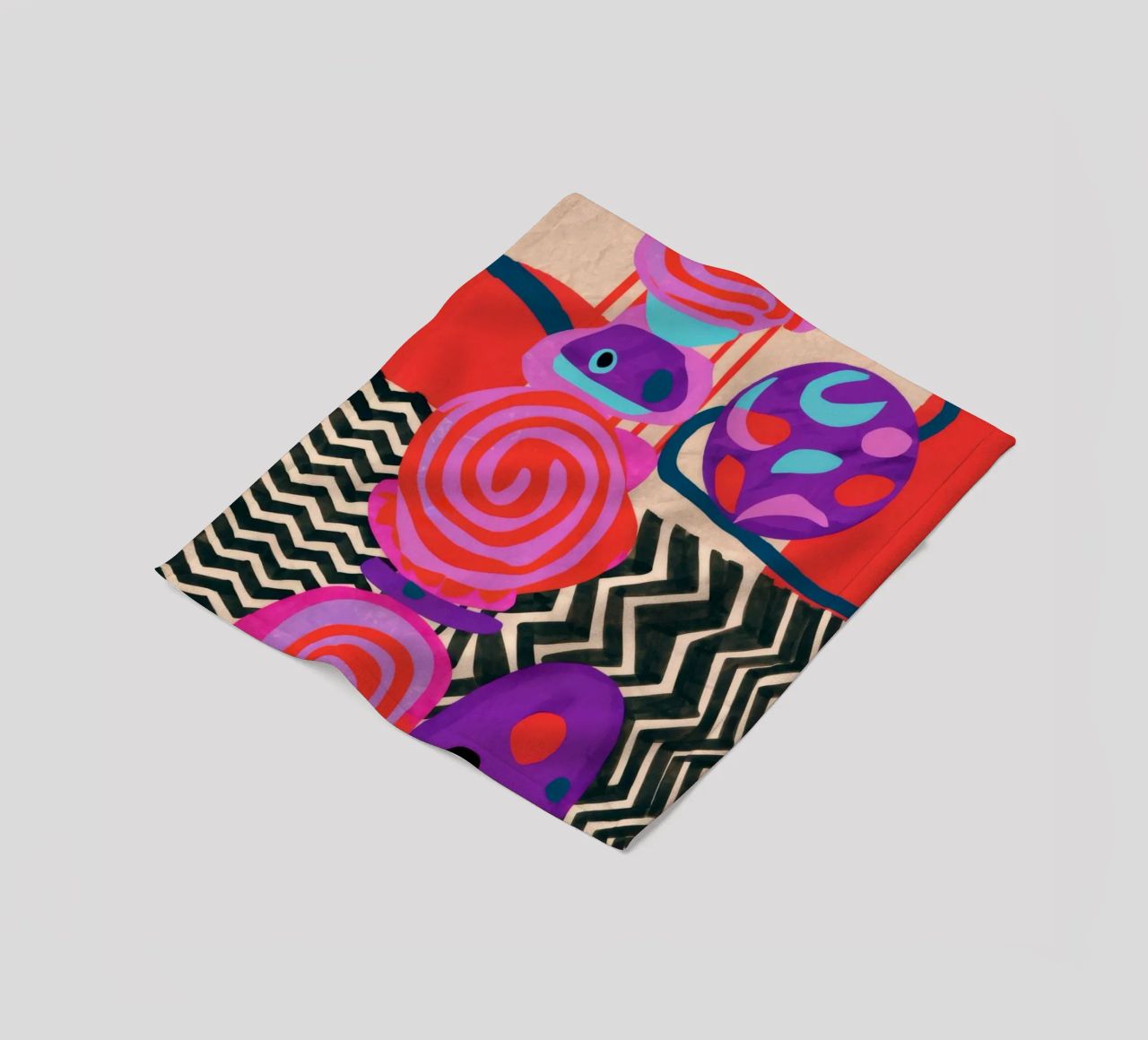 Rhythmic Abstract Forms fleece blanket by Pake Nebula