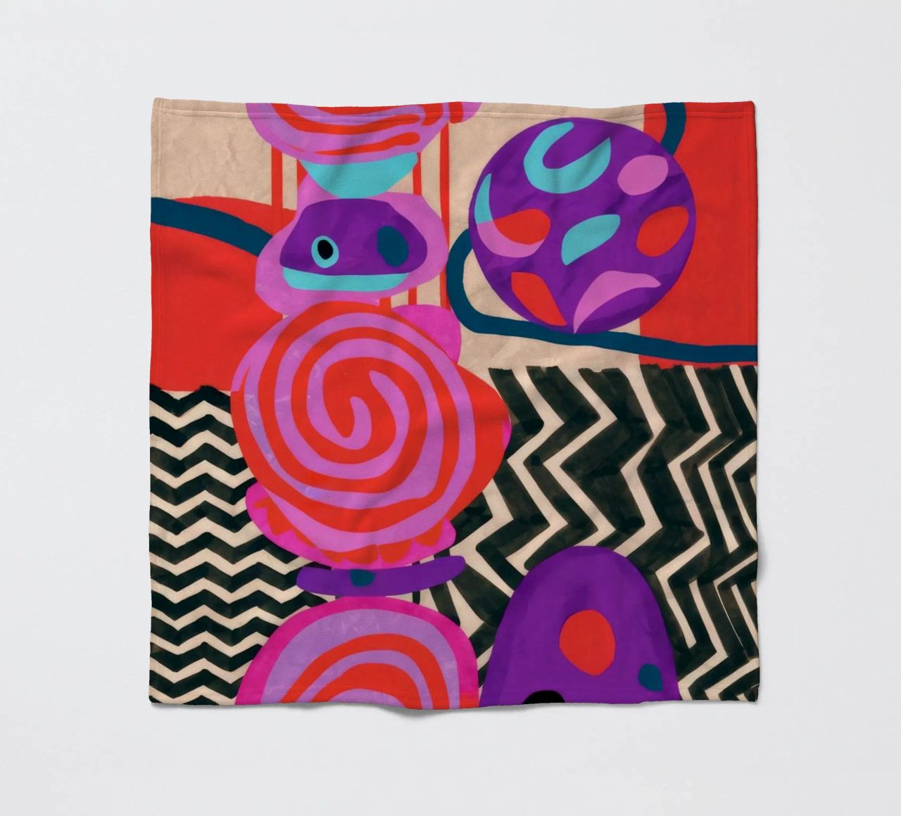 Rhythmic Abstract Forms fleece blanket by Pake Nebula