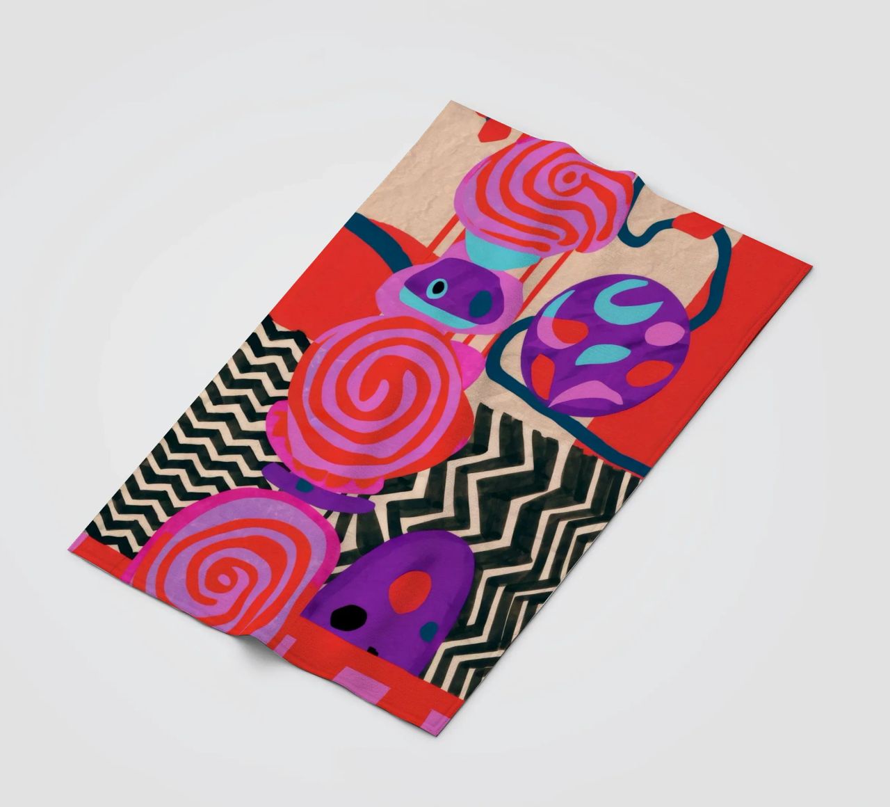 Rhythmic Abstract Forms fleece blanket by Pake Nebula