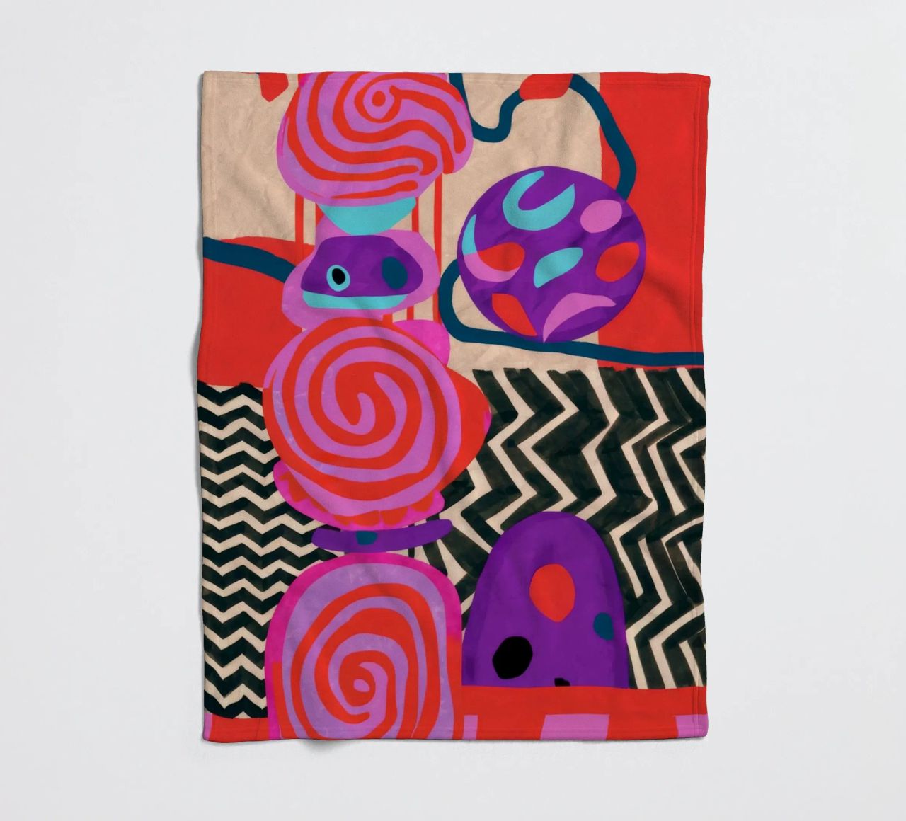Rhythmic Abstract Forms fleece blanket by Pake Nebula