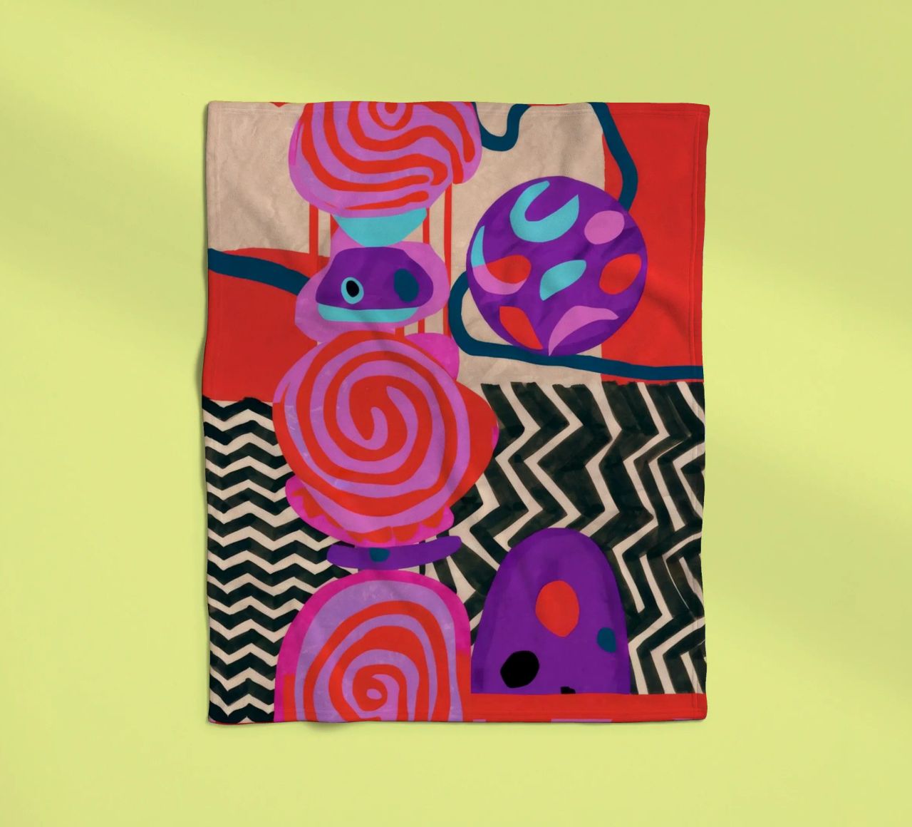 Rhythmic Abstract Forms fleece blanket by Pake Nebula