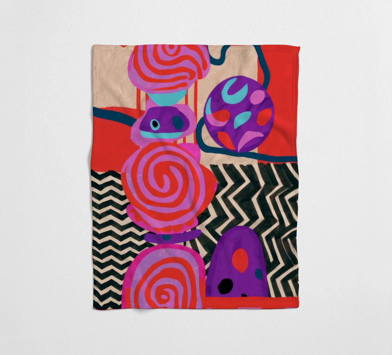Rhythmic Abstract Forms fleece blanket by Pake Nebula