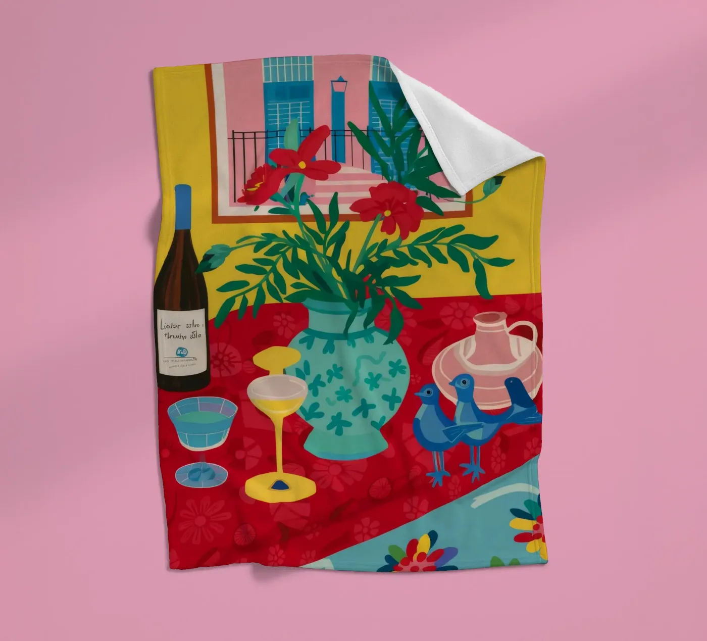 Ruby Wine Celebration fleece blanket by Pake Nebula