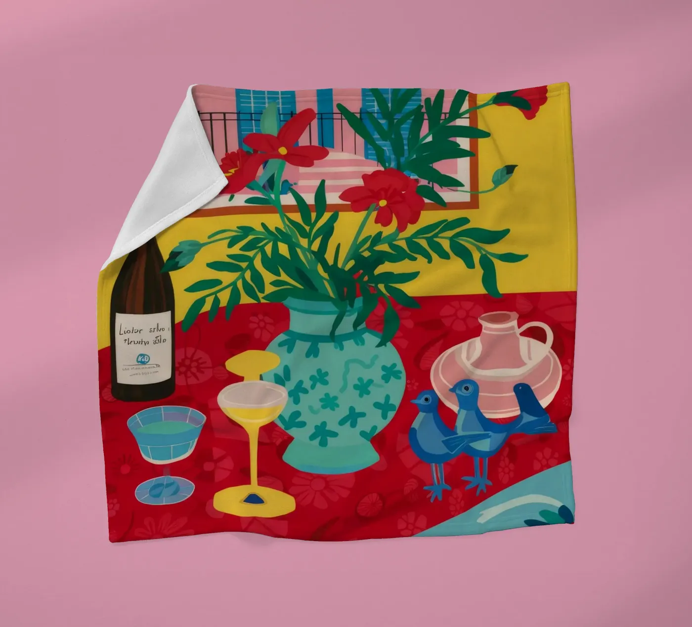 Ruby Wine Celebration fleece blanket by Pake Nebula