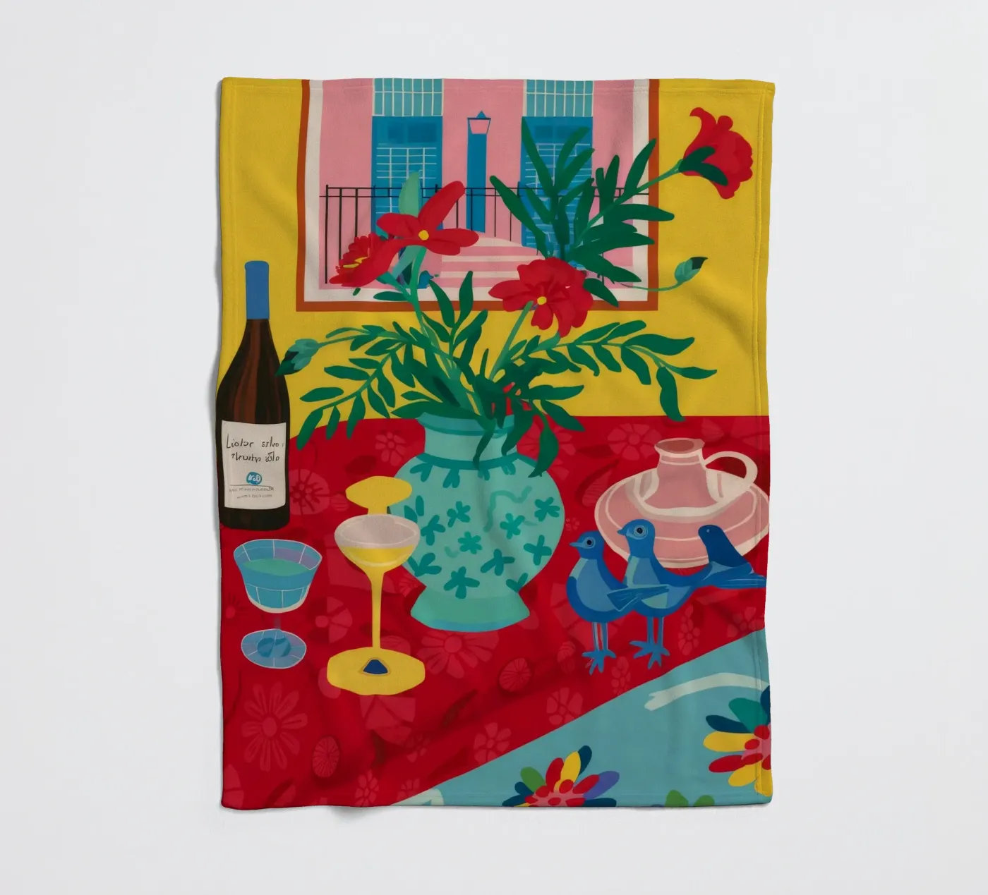 Ruby Wine Celebration fleece blanket by Pake Nebula