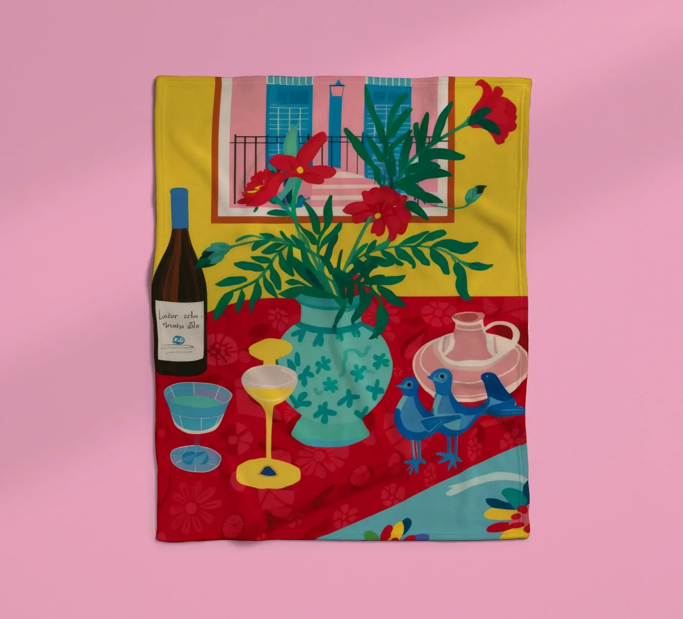 Ruby Wine Celebration fleece blanket by Pake Nebula