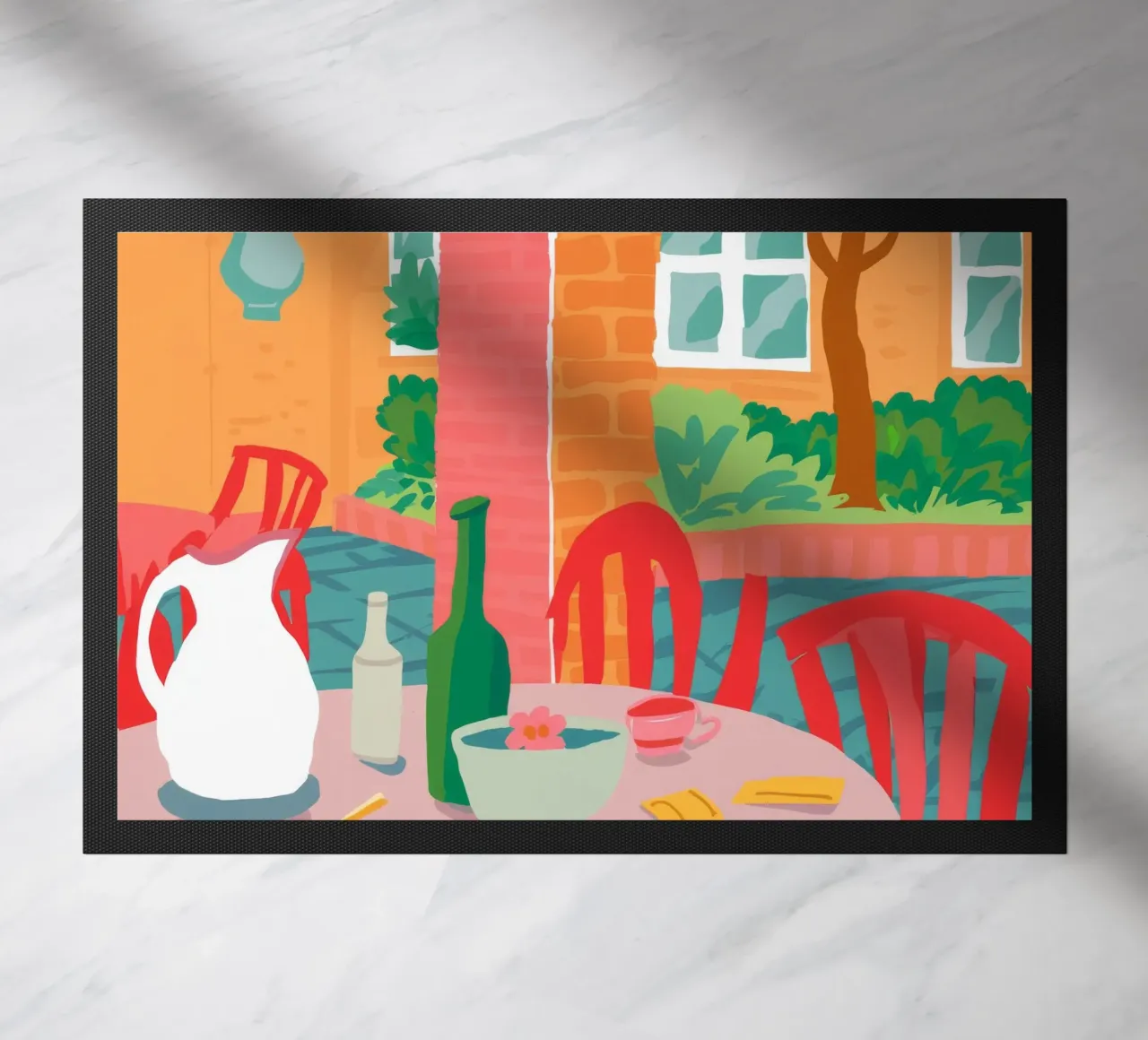 Terracotta Table Feast doormat by Pake Nebula