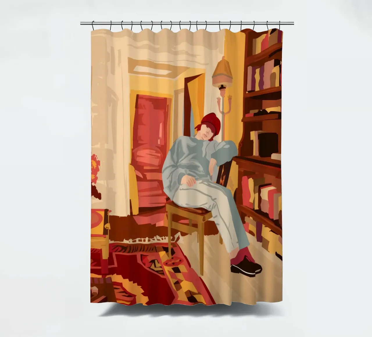 Scholar's Amber Repose shower curtain by Murni Strokes