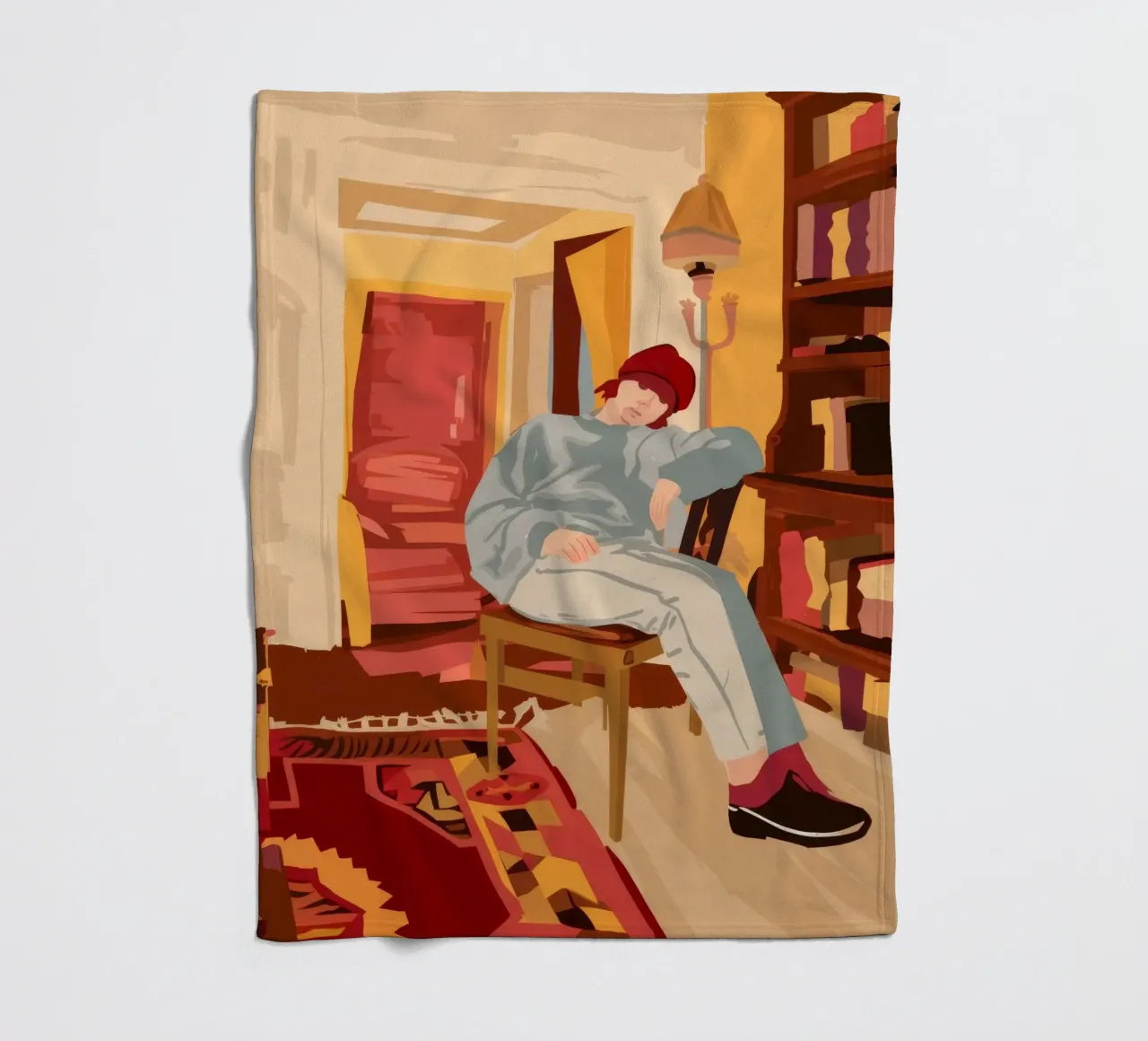 Scholar's Amber Repose fleece blanket by Murni Strokes