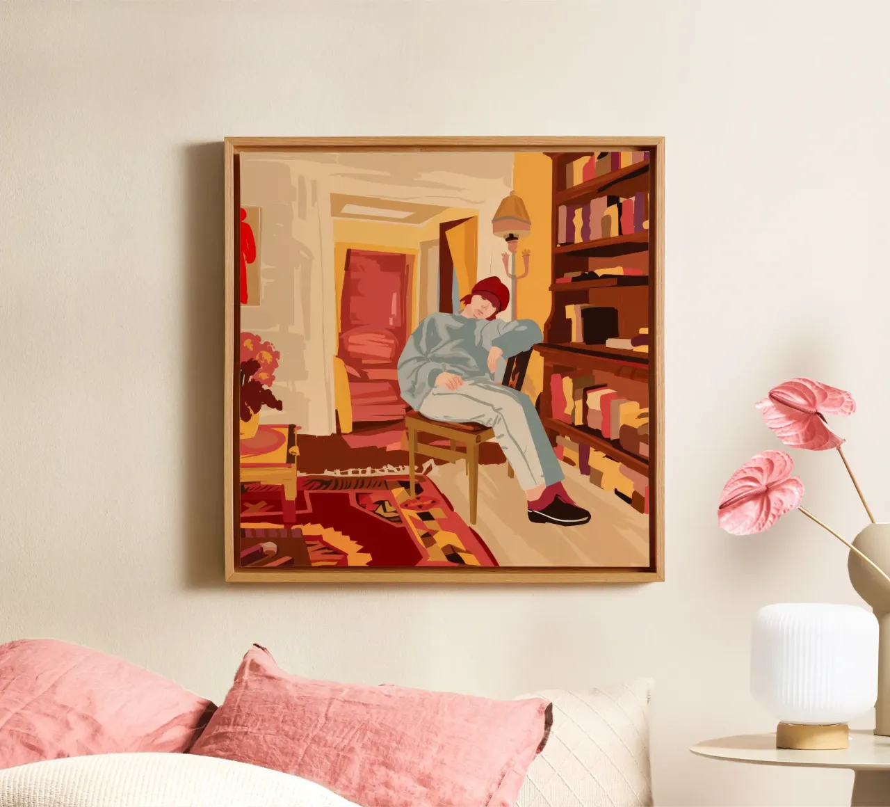 Amberrood van geleerde canvas met Baklijst van Murni Strokes