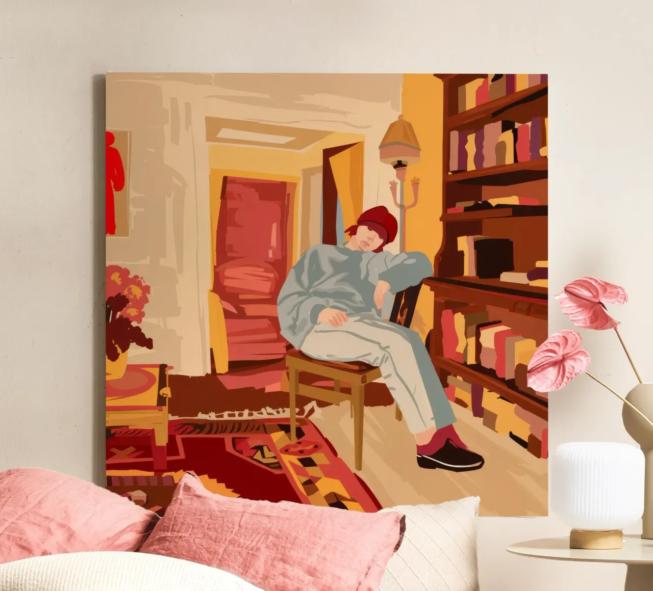 Amberrood van geleerde canvas met Baklijst van Murni Strokes