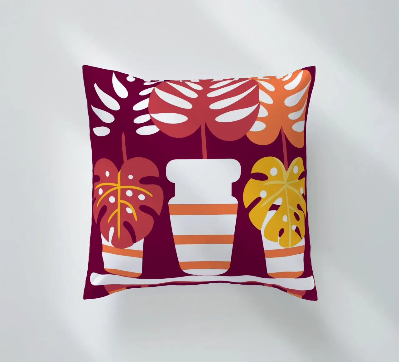 Tre fiori di Monstera cuscino da FLOWER PLACE SHOP