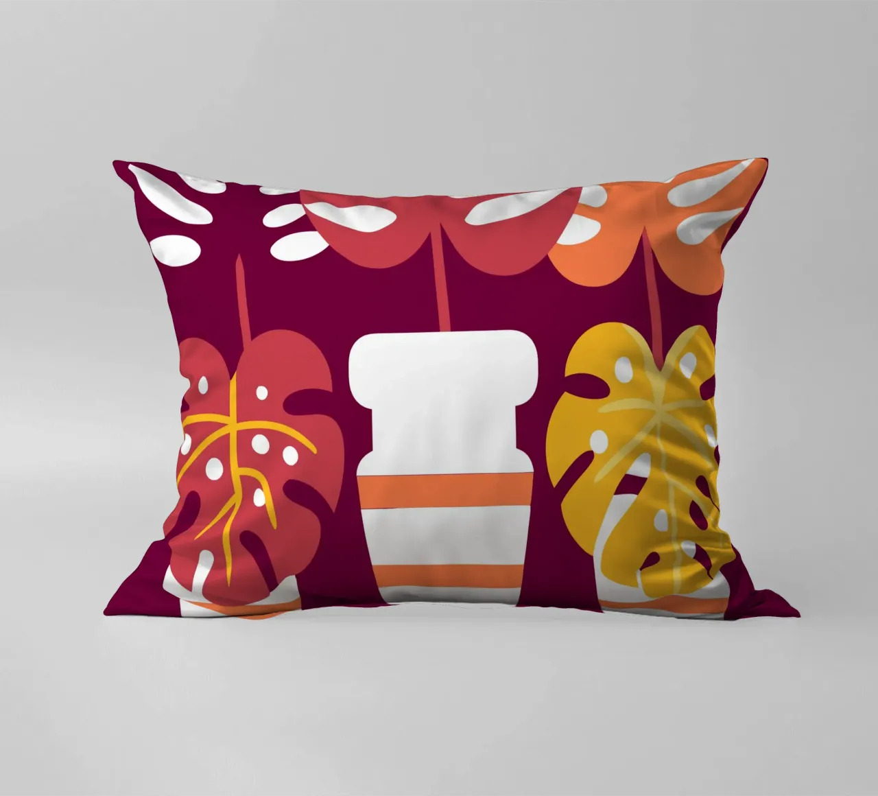Tre fiori di Monstera cuscino da FLOWER PLACE SHOP