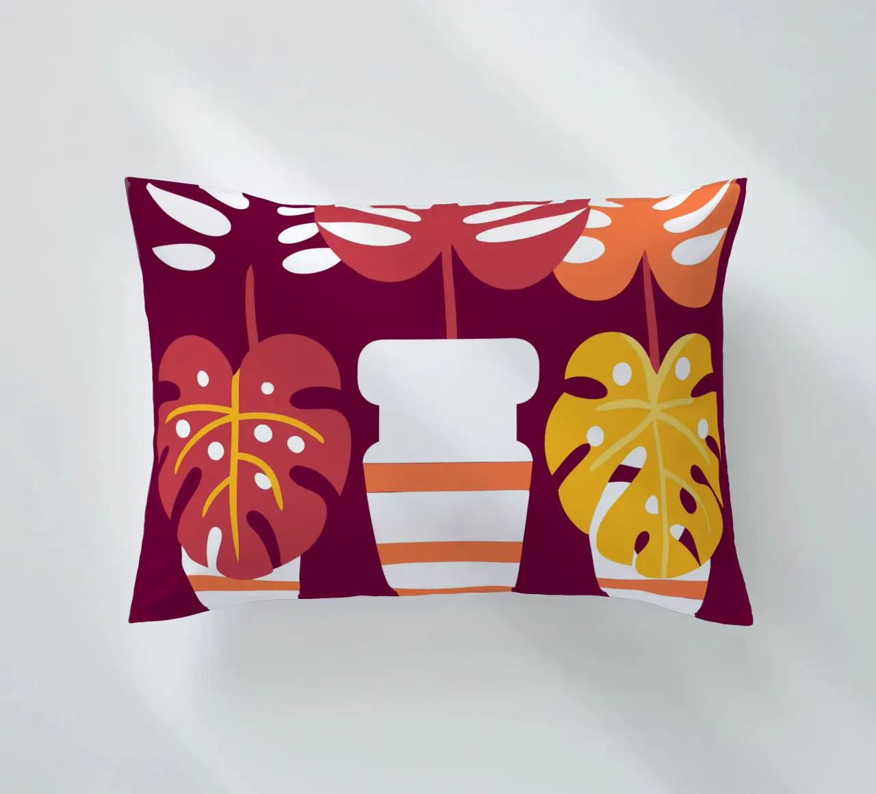 Tre fiori di Monstera cuscino da FLOWER PLACE SHOP