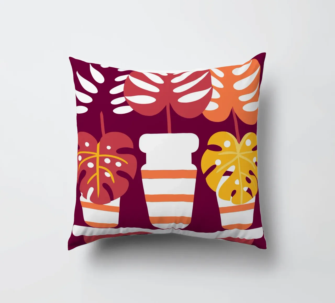 Tre fiori di Monstera cuscino da FLOWER PLACE SHOP