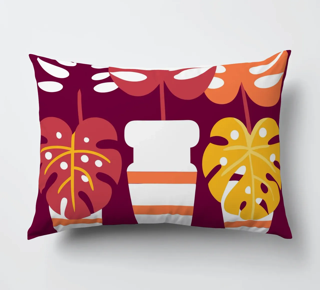 Tre fiori di Monstera cuscino da FLOWER PLACE SHOP