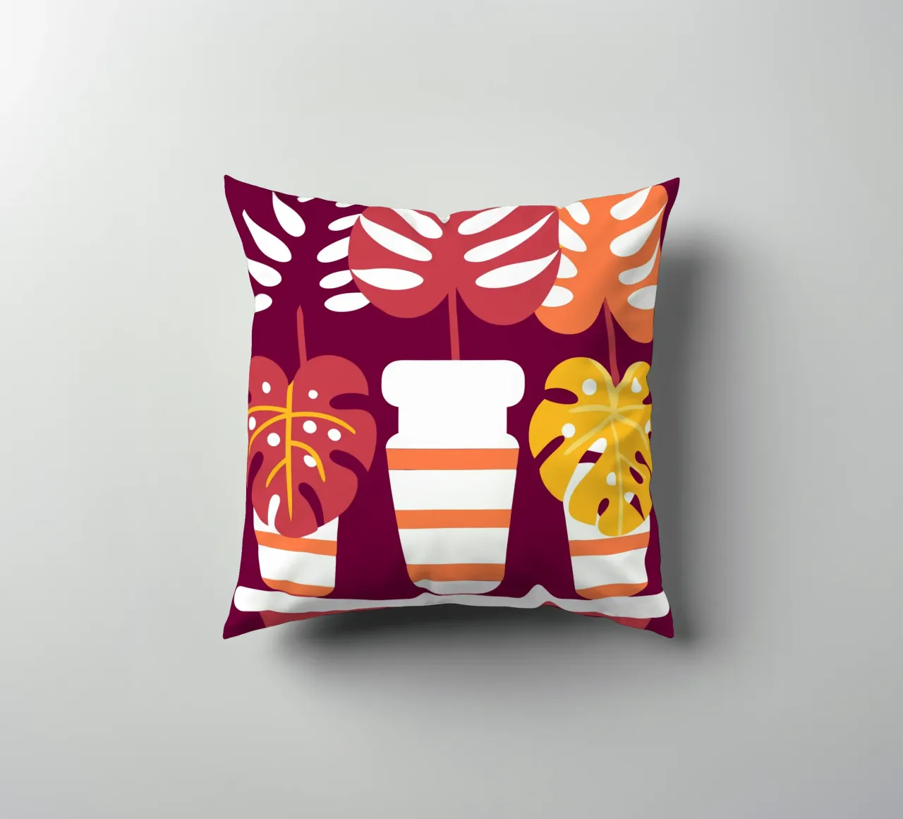 Tre fiori di Monstera cuscino da FLOWER PLACE SHOP