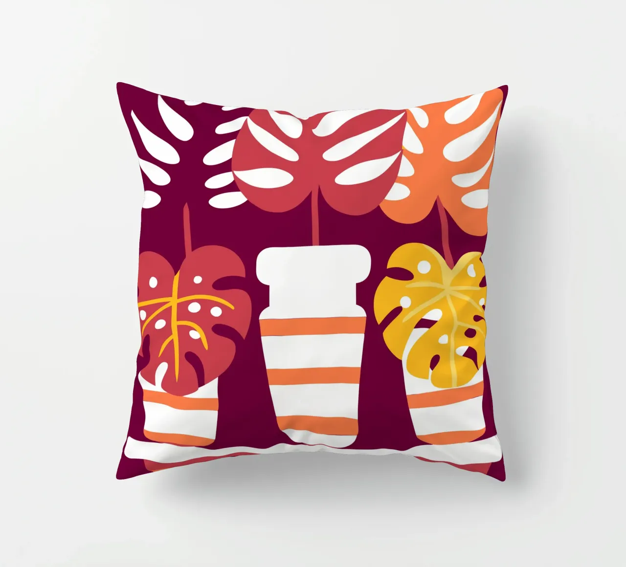 Tre fiori di Monstera cuscino da FLOWER PLACE SHOP